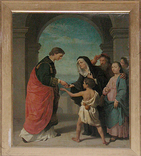 tableau : Saint Etienne donnant l’aumône - © Ministère de la Culture (France), Conservation des antiquités et des objets d’art de l’Hérault – Tous droits réservés