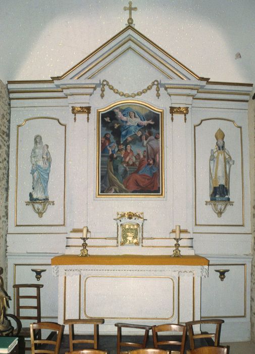 retable de la chapelle nord, tableau : Assomption, statues : Saint Lunaire, Vierge à l'Enfant et porte de tabernacle - © Ministère de la Culture (France), Conservation des antiquités et des objets d'art d'Ille-et-Vilaine, tous droits réservés