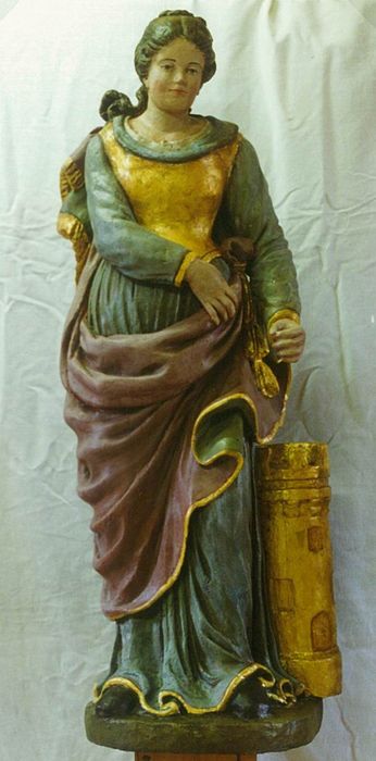 statue : Sainte Barbe - © Ministère de la Culture (France), Conservation des antiquités et des objets d’art d’Ille-et-Vilaine - Tous droits réservés