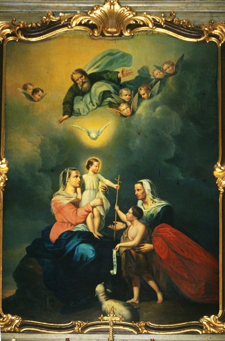 tableau du retable du maître-autel : La Vierge à l'Enfant avec sainte Anne et Saint Jean-Baptiste