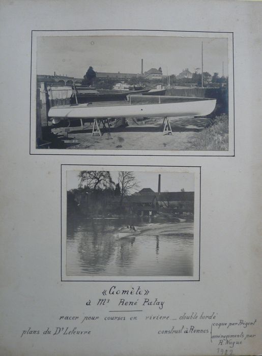 maquette - COMETE, racer pour course en rivière, détails de deux photographies anciennes (1922) représentant l'original - © Ministère de la Culture (France), Conservation des antiquités et des objets d’art d’Ille-et-Vilaine - Tous droits réservés
