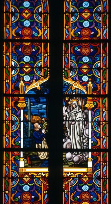 verrière : Vierge à l'Enfant et donateur