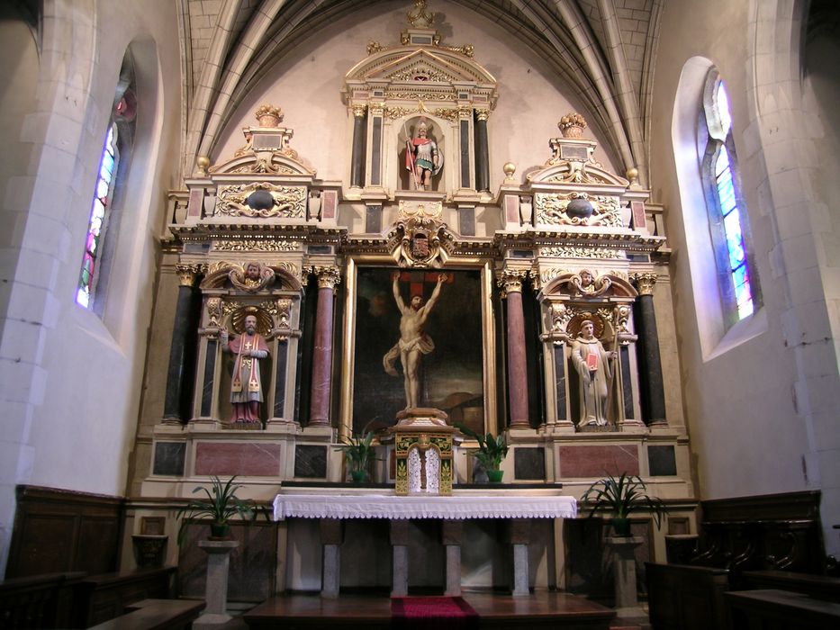 retable, tableau, statues du maître-autel : saint Georges, saint Hilaire, saint Alfred