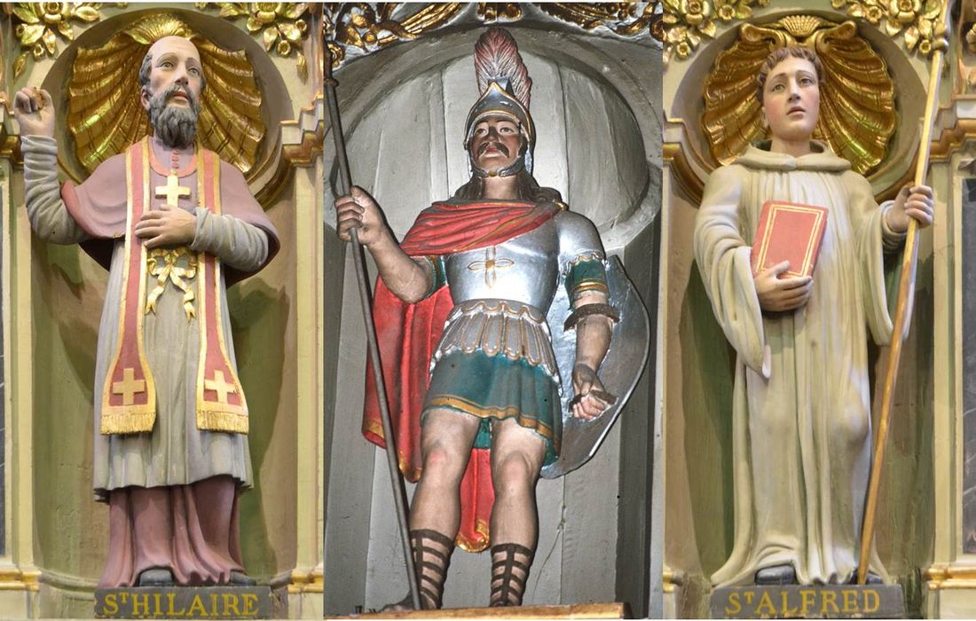 statues du maître-autel : saint Georges, saint Alfred, saint Hilaire
