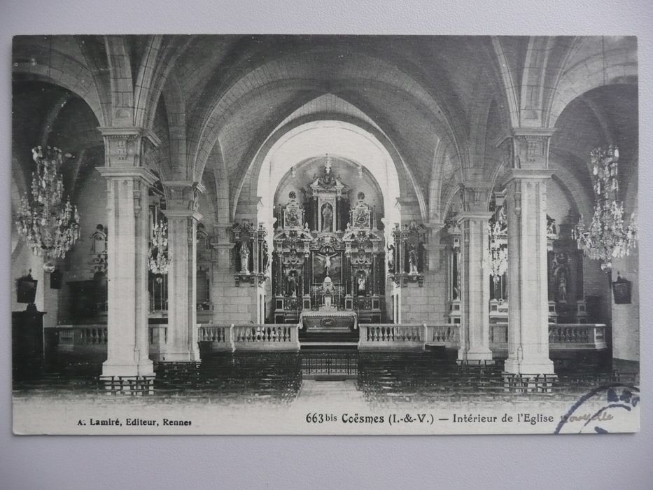 retable du maître-autel (carte postale ancienne) - © Ministère de la Culture (France), Conservation des antiquités et des objets d’art d’Ille-et-Vilaine - Tous droits réservés