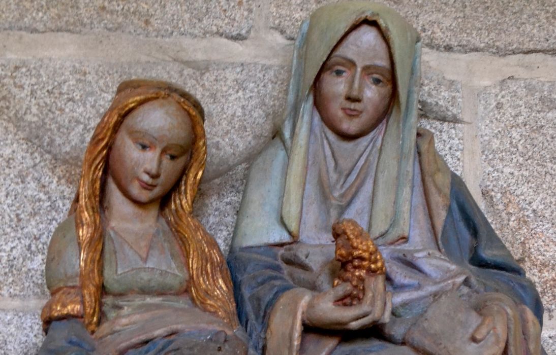 groupe sculpté : sainte Anne et la Vierge, vue partielle