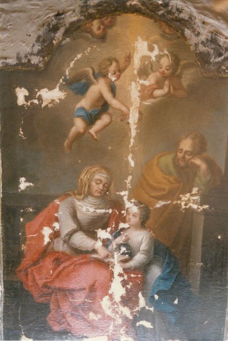 tableau et son cadre : Education de la Vierge - © Ministère de la Culture (France), Conservation des antiquités et des objets d’art d’Ille-et-Vilaine - Tous droits réservés