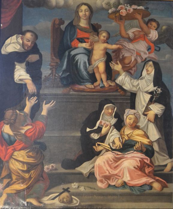 tableau, cadre : Vierge et plusieurs saints