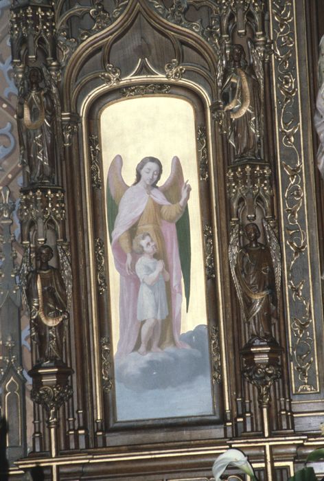 retable de l'autel de la Vierge, panneau peint latéral : Ange gardien (l')