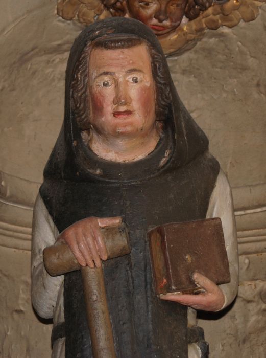 statue : saint Fiacre, vue partielle