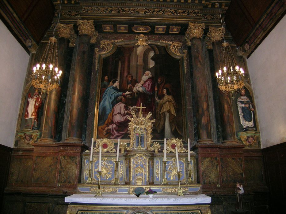 autel, retable, statues, tableau du maître-autel : Saint Martin, saint Louis, Présentation au Temple