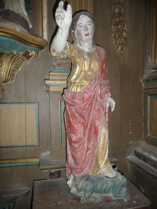 statue : Sainte Marguerite terrassant le dragon - © Ministère de la Culture (France), Conservation des antiquités et des objets d'art d'Ille-et-Vilaine, tous droits réservés