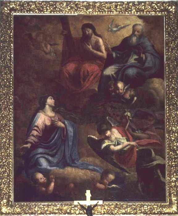 tableau : Vierge agenouillée devant la sainte Trinité (la) - © Ministère de la Culture (France), Conservation des antiquités et des objets d'art d'Ille-et-Vilaine, tous droits réservés