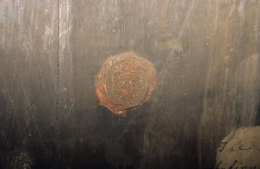 Tableau-reliquaire : Saint François de Sales, détail d'un cachet - © Ministère de la Culture (France), Conservation des antiquités et des objets d'art d'Ille-et-Vilaine, tous droits réservés