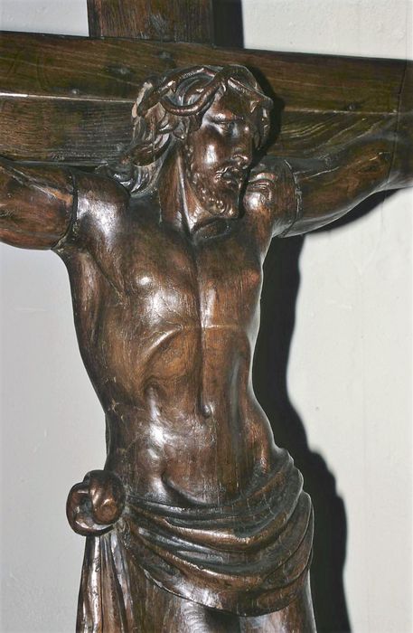 croix encadrée, détail du Christ - © Ministère de la Culture (France), Conservation des antiquités et des objets d'art d'Ille-et-Vilaine, tous droits réservés