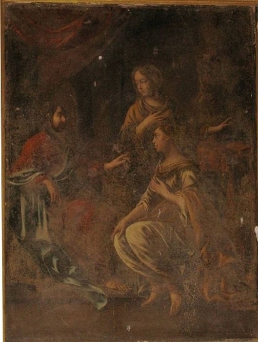 tableau : Scène biblique, Jésus devant Marthe et Marie