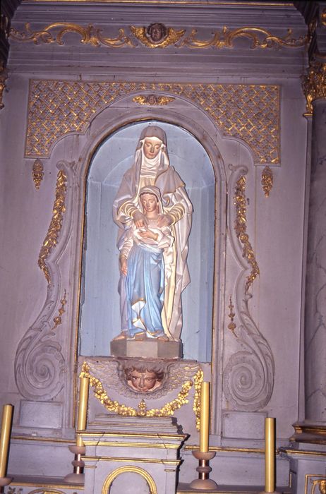 retable latéral nord, groupe sculpté : Education de la vierge (l') - © Ministère de la Culture (France), Conservation des antiquités et des objets d'art d'Ille-et-Vilaine, tous droits réservés