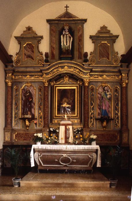 maître-autel, retable, tableau : Cène d'Emmaüs, statues : Saint Joseph, Saint François d'Assise - © Ministère de la Culture (France), Conservation des antiquités et des objets d’art d’Ille-et-Vilaine - Tous droits réservés