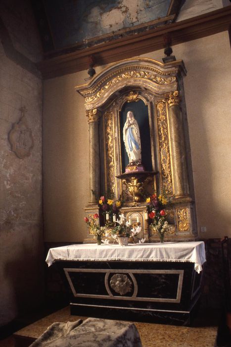 autel du bras nord du transept, retable, statue : Immaculée Conception (l') - © Ministère de la Culture (France), Conservation des antiquités et des objets d'art d'Ille-et-Vilaine, tous droits réservés