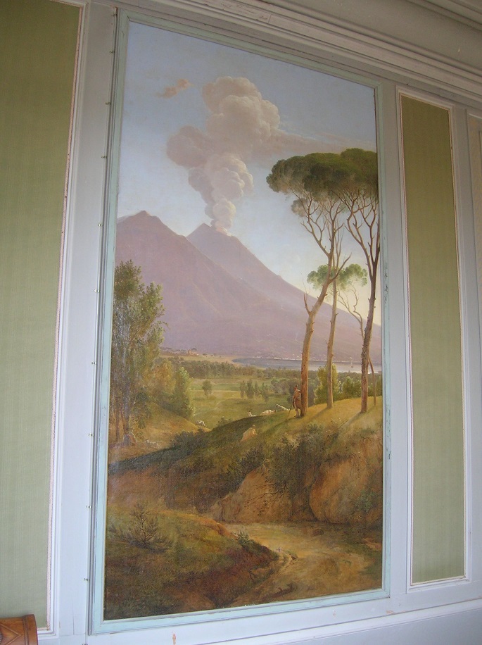 Tableau et son cadre : Paysage avec volcan (Vue de la baie de Naples?)