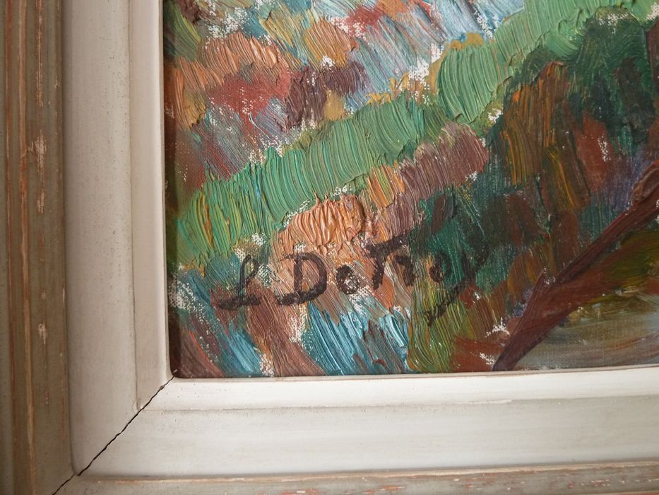 tableau : Vallée de la Creuse, détail de la signature - © Ministère de la Culture (France), Conservation des antiquités et des objets d'art de l'Indre, tous droits réservés 