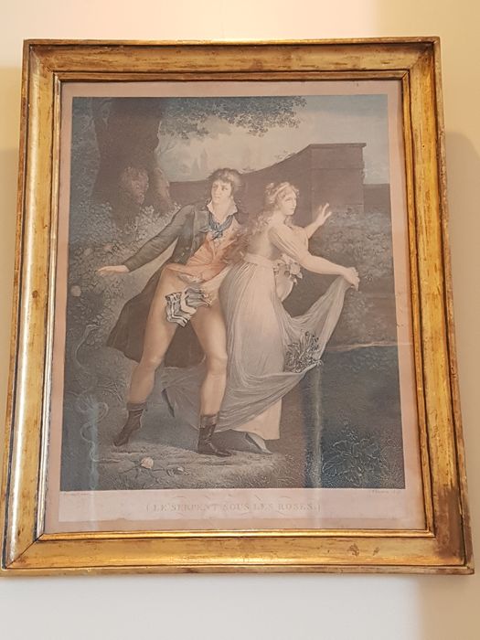 estampe et son cadre : Serpent sous les roses, vue générale - © Ministère de la Culture (France), Conservation des antiquités et des objets d'art de l'Indre – Tous droits réservés 