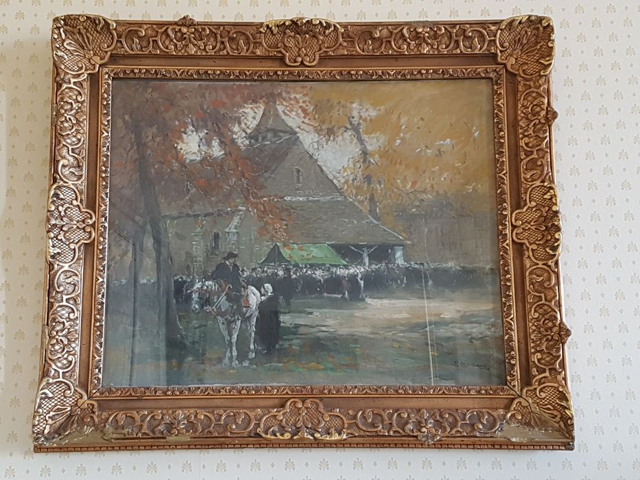 tableau : Le marché de Nohant, vue générale - © Ministère de la Culture (France), Conservation des antiquités et des objets d'art de l'Indre, tous droits réservés 