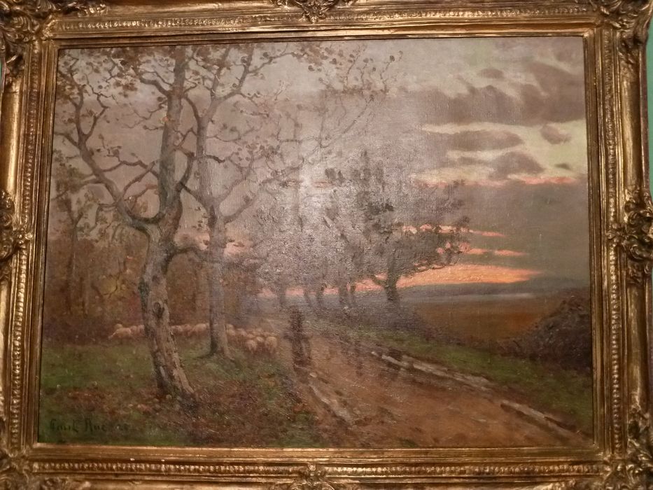 tableau : Bergère et son troupeau le long du chemin, vue générale - © Ministère de la Culture (France), Conservation des antiquités et des objets d'art de l'Indre, tous droits réservés 