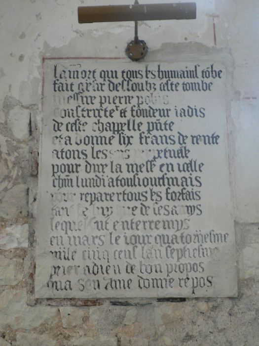 plaque funéraire de Pierre Pobis, vue générale