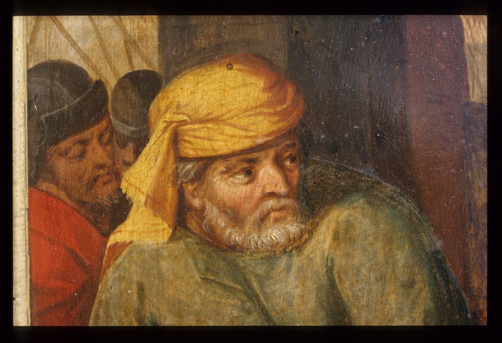 tableau : Le Portement de croix, détail du visage de Simon de Cyrène - © Ministère de la Culture (France), Conservation des antiquités et des objets d'art de l'Indre – Tous droits réservés 