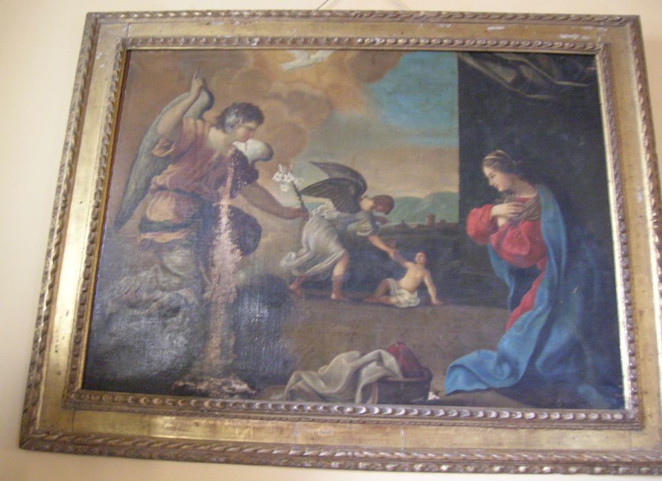 tableau et son cadre : Annonciation (l’), vue générale - © Ministère de la Culture (France), Conservation des antiquités et des objets d'art de l'Indre, tous droits réservés 