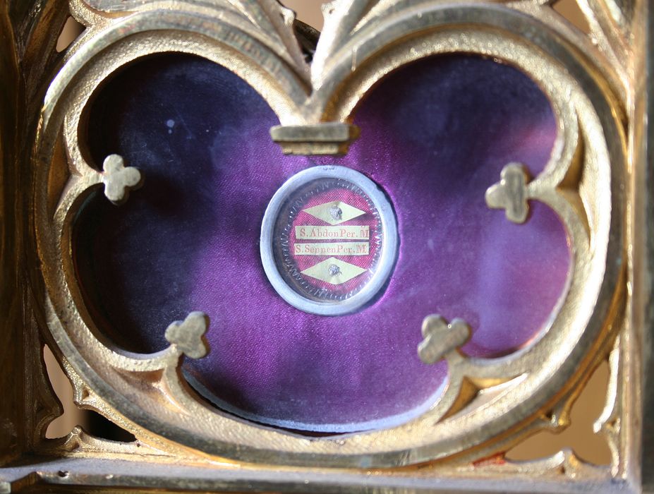 reliquaire-monstrance : Saint Abdon, saint Sennen, détail - © Ministère de la Culture (France), Conservation des antiquités et des objets d'art de l'Indre, tous droits réservés 