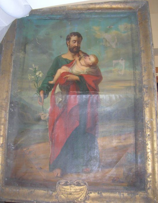 tableau et son cadre : Saint Joseph et l'Enfant Jésus, vue générale - © Ministère de la Culture (France), Conservation des antiquités et des objets d'art de l'Indre, tous droits réservés 