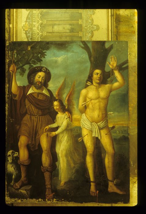 tableau : Saint Sébastien et saint Roch avec un ange