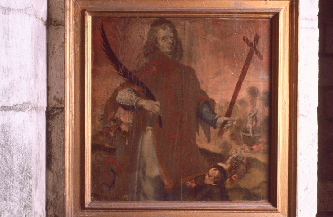 Tableau : Diacre avec la palme du martyre tenant une croix