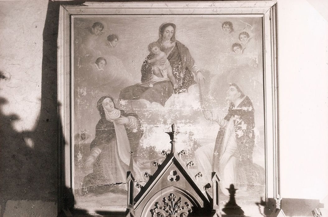 tableau : Vierge à l'Enfant et saint Dominique recevant le rosaire