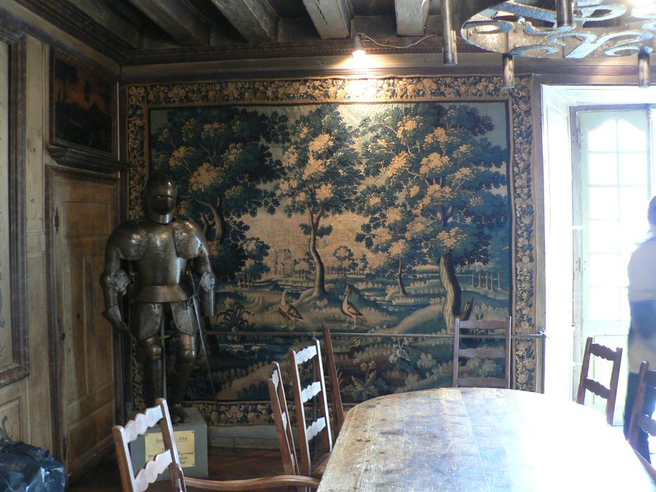 pièces murale (verdure) : verdure avec bordures à décor de fabriques et d'oiseaux