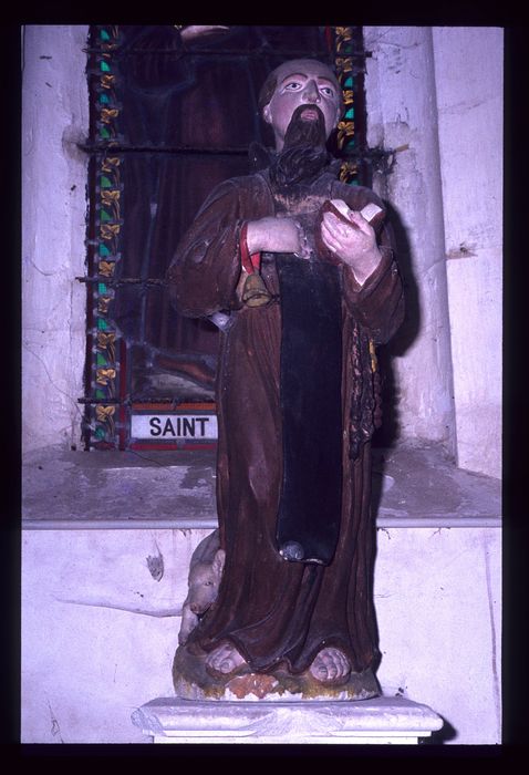 statue : Saint Antoine, vue de côté - © Ministère de la Culture (France), Conservation des antiquités et des objets d'art de l'Indre, tous droits réservés