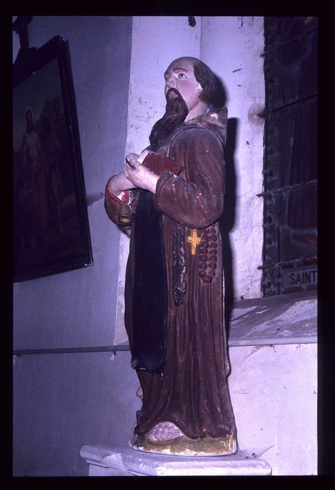 statue : Saint Antoine, vue de face - © Ministère de la Culture (France), Conservation des antiquités et des objets d'art de l'Indre, tous droits réservés 