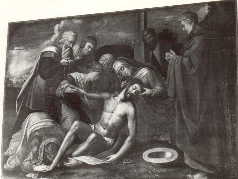 tableau : déposition de croix (la), vue générale - © Ministère de la Culture (France), Conservation des antiquités et des objets d'art de l'Indre-et-Loire, tous droits réservés