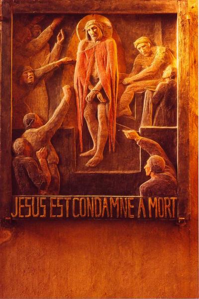 bas-relief, chemin de croix : Jésus est condamné à mort