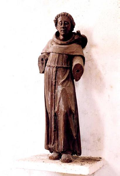 statue : saint François d'Assise avec un oiseau sur l'épaule, vue générale