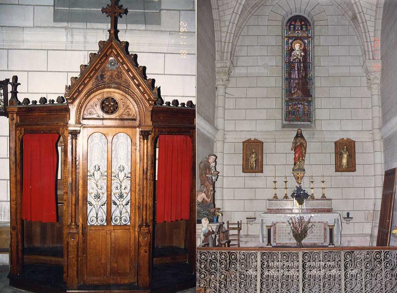 grille de communion ; confessionnal, vue générale