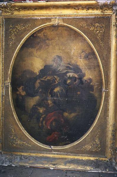 tableau et son cadre : le Père éternel porté par les anges, vue générale - © Ministère de la Culture (France), Conservation des antiquités et des objets d'art de l'Indre-et-Loire, tous droits réservés 
