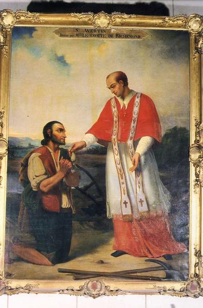 tableau : Saint personnage (Saint Avertin ?) donnant l'aumône, vue générale - © Ministère de la Culture (France), Conservation des antiquités et des objets d'art de l'Indre-et-Loire, tous droits réservés 
