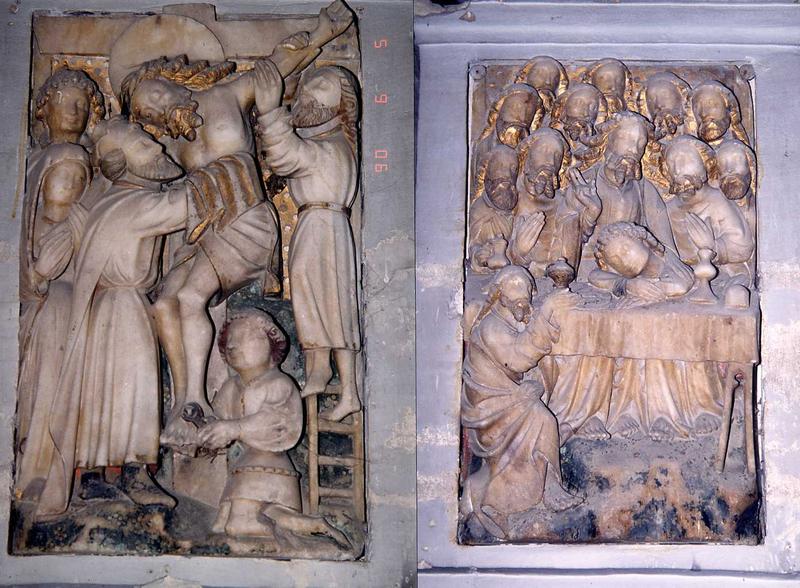 bas-reliefs (2) : Descente de croix (la) ; Cène (la), vue générale - © Ministère de la Culture (France), Conservation des antiquités et des objets d'art de l'Indre-et-Loire, tous droits réservés 