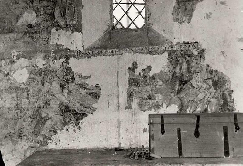 peintures monumentales de la sacristie : Scènes de l'histoire biblique de Suzanne, vue partielle
