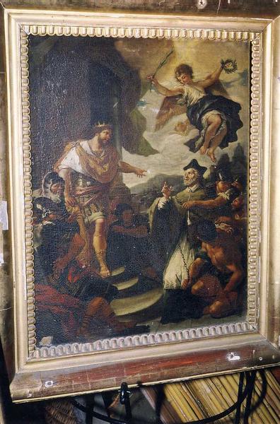 tableau : saint Jean Népomucène comparaissant devant le roi Venceslas, cadre, vue générale - © Ministère de la Culture (France), Conservation des antiquités et des objets d'art de l'Indre-et-Loire, tous droits réservés 