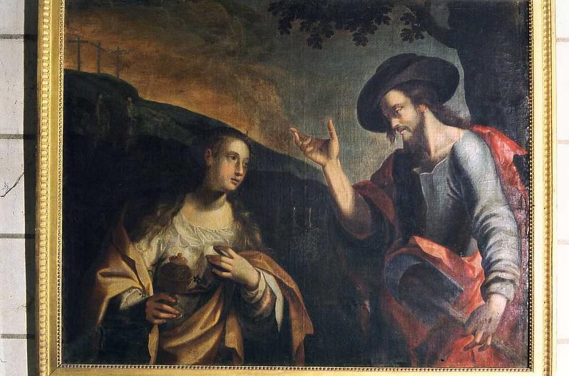 tableau : Apparition du Christ en jardinier à sainte Marie-Madeleine (l'), cadre, vue générale - © Ministère de la Culture (France), Conservation des antiquités et des objets d'art de l'Indre-et-Loire, tous droits réservés 