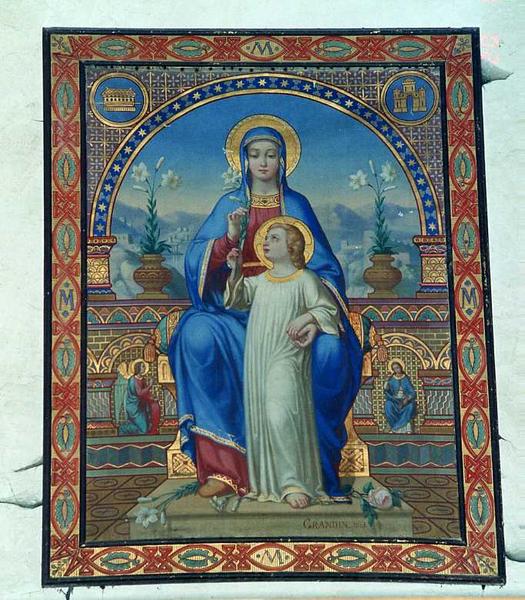 tableau : La Vierge en Majesté présentant à l'Enfant Jésus le lys de l'Annonciation, vue générale